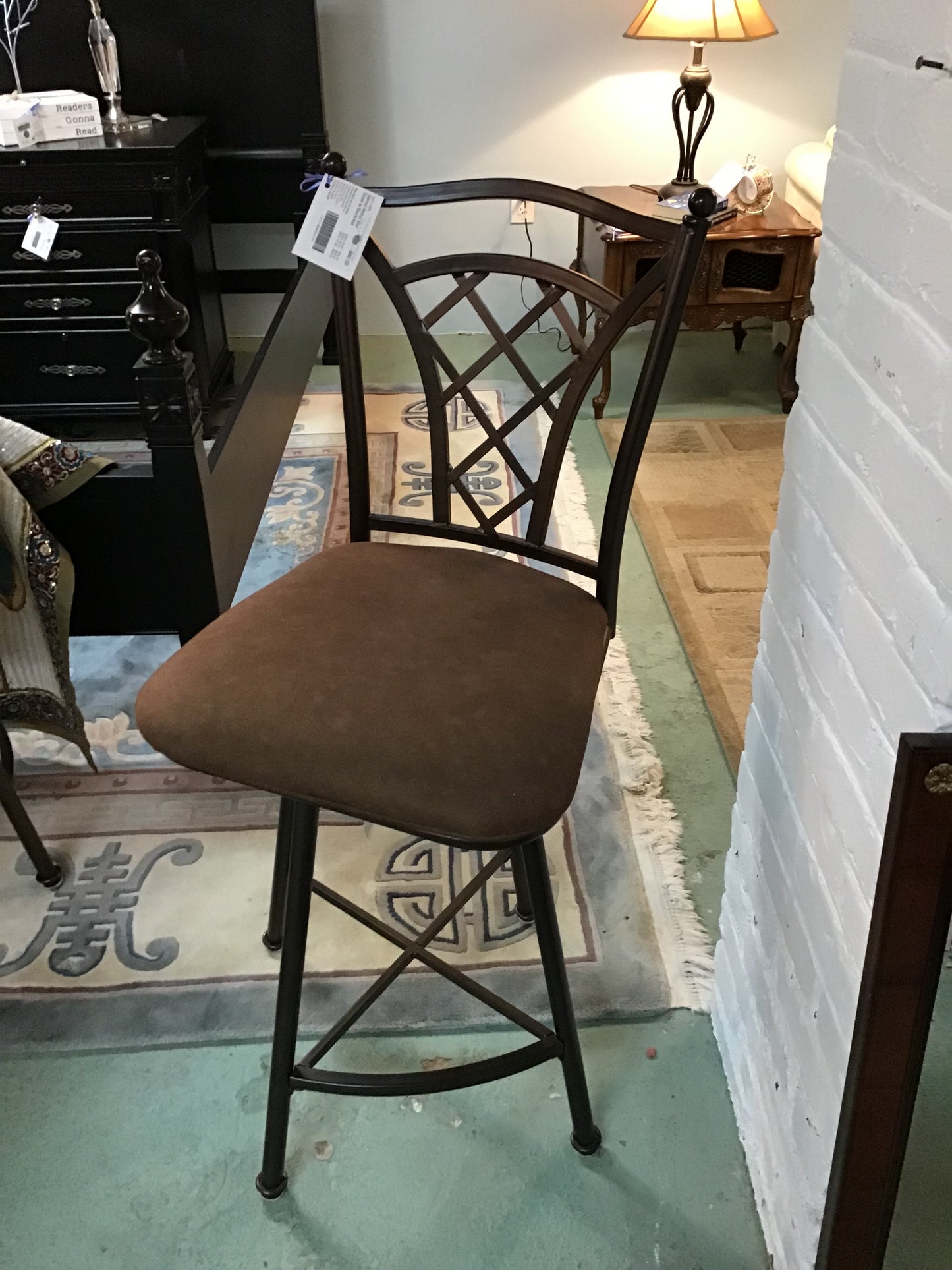 Swivel Metal Bar Stool w Backrest