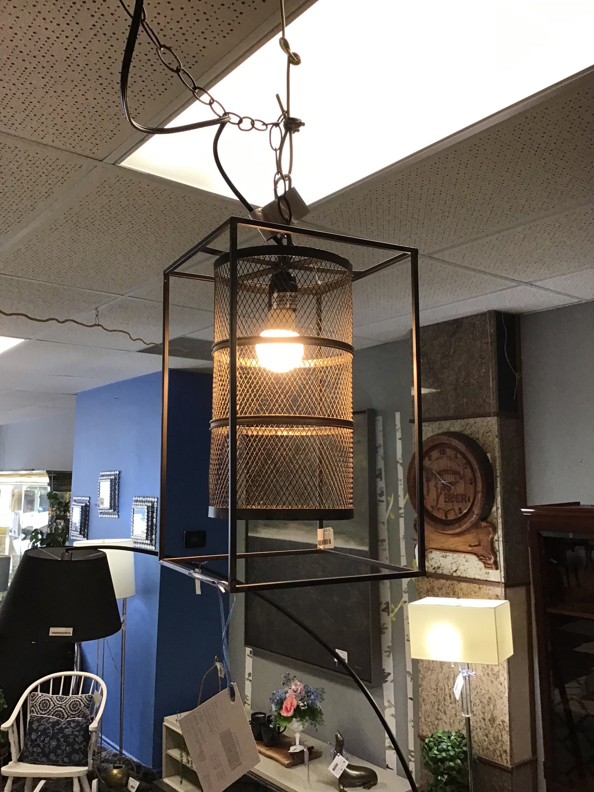 Isla Metal Cage & Mesh Hanging Light