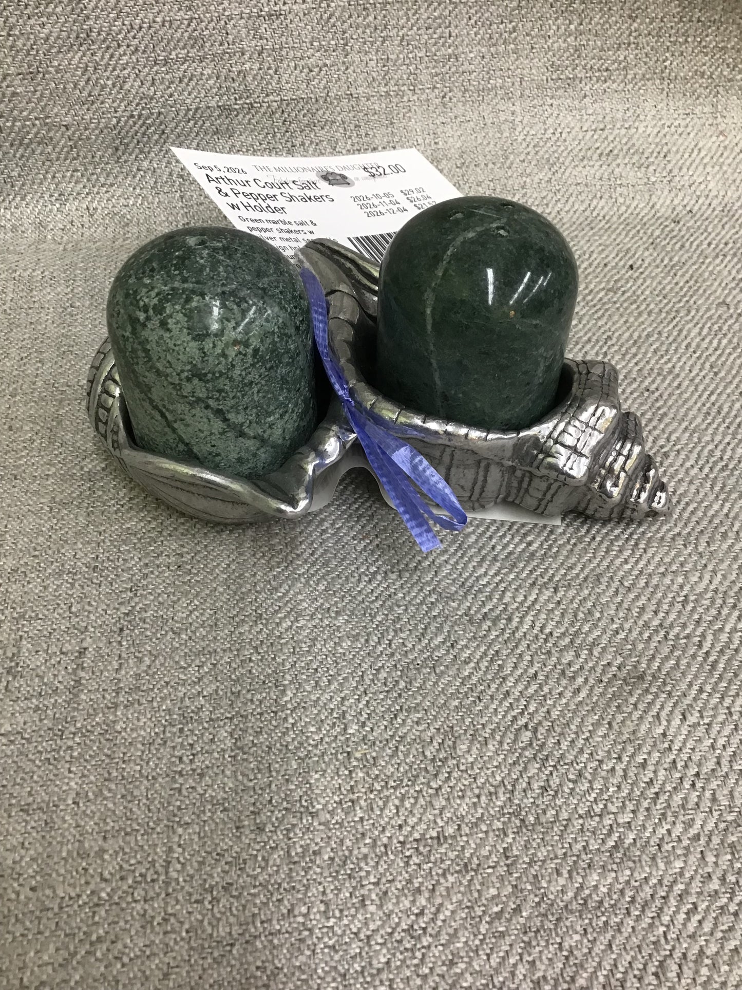 Arthur Court Salt & Pepper Shakers w Holder