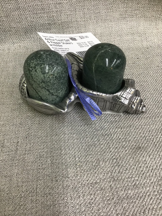 Arthur Court Salt & Pepper Shakers w Holder