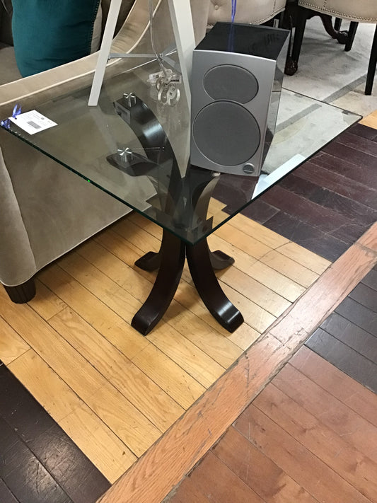 Square Beveled Glass Topped Side Table