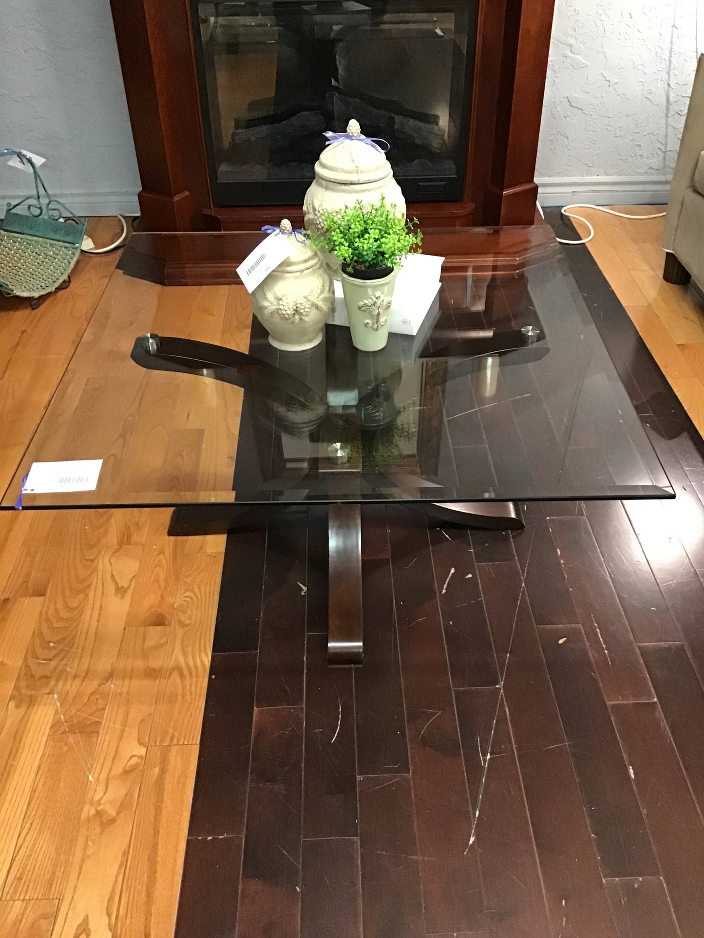 Square Beveled Glass Topped Coffee Table