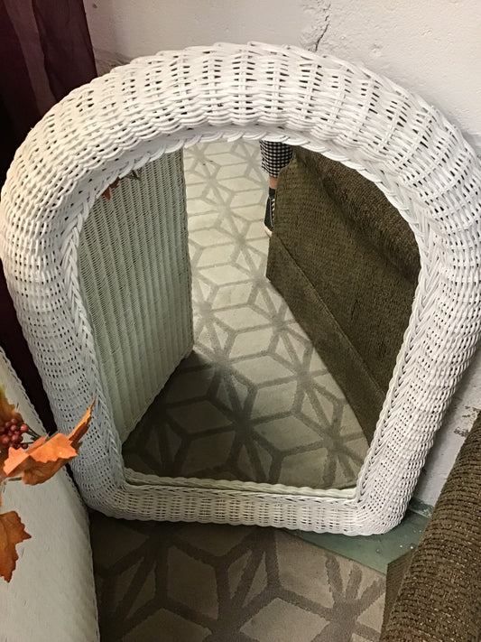 Pier 1 Imports Distressed White Wicker Mirror