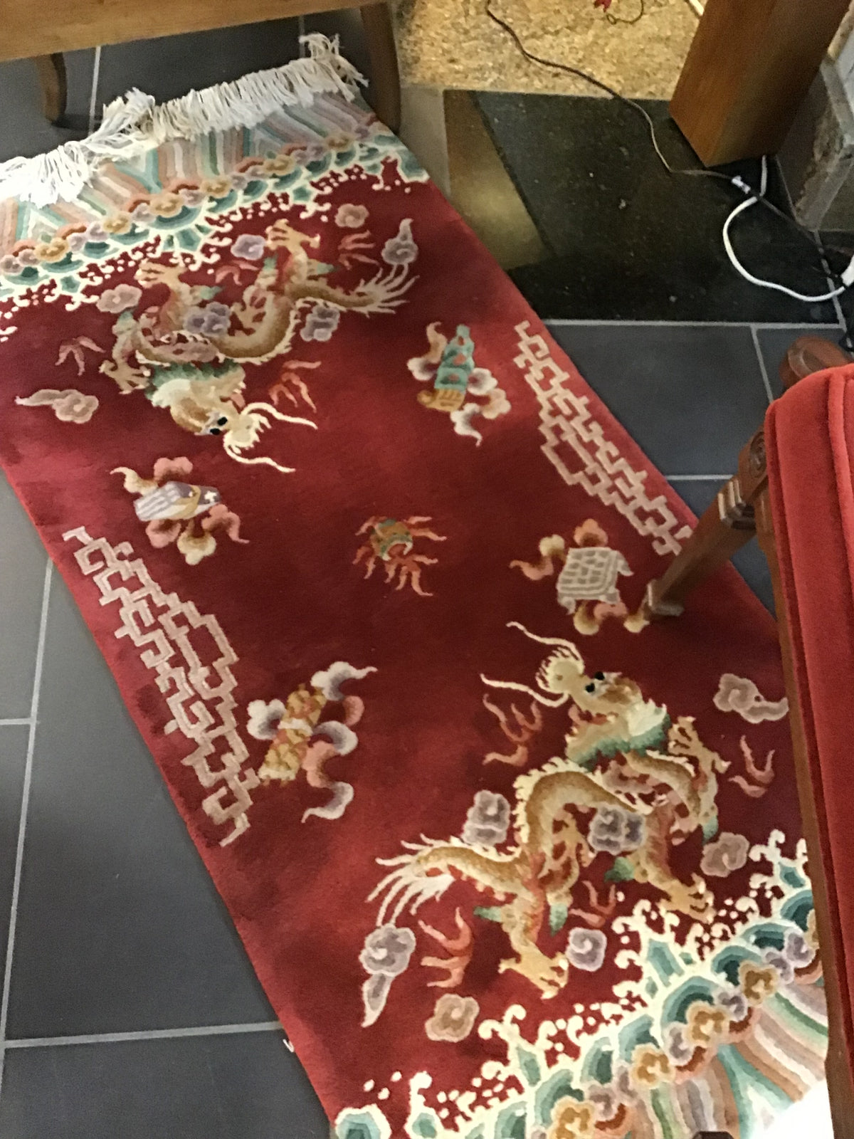 Hand Knotted Chinese Fringed Wool Rug