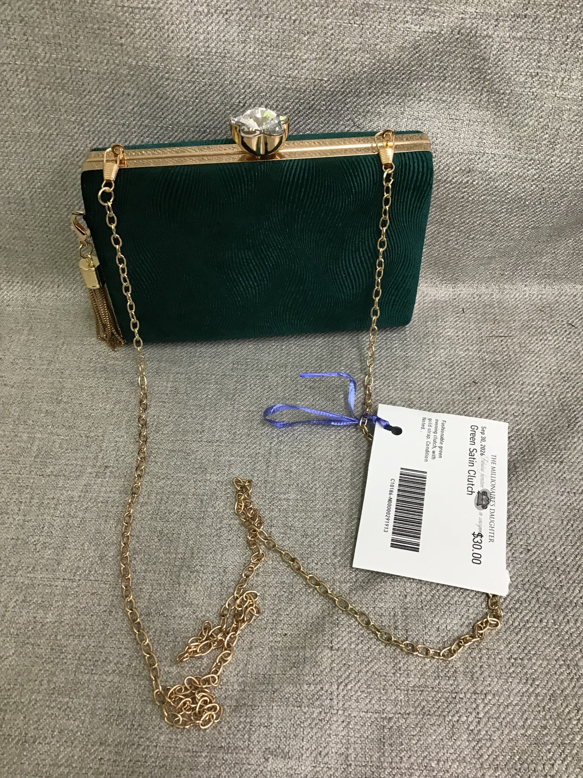 Green Satin Clutch