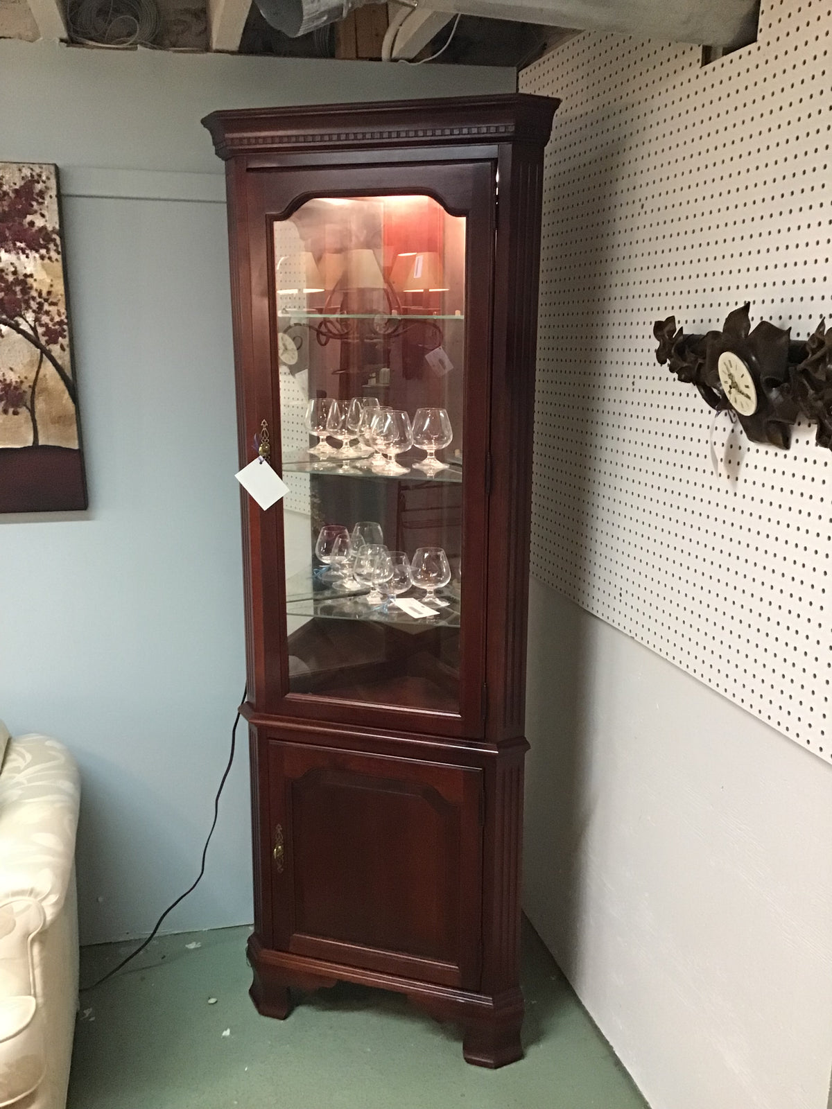 Lighted Corner Curio Cabinet