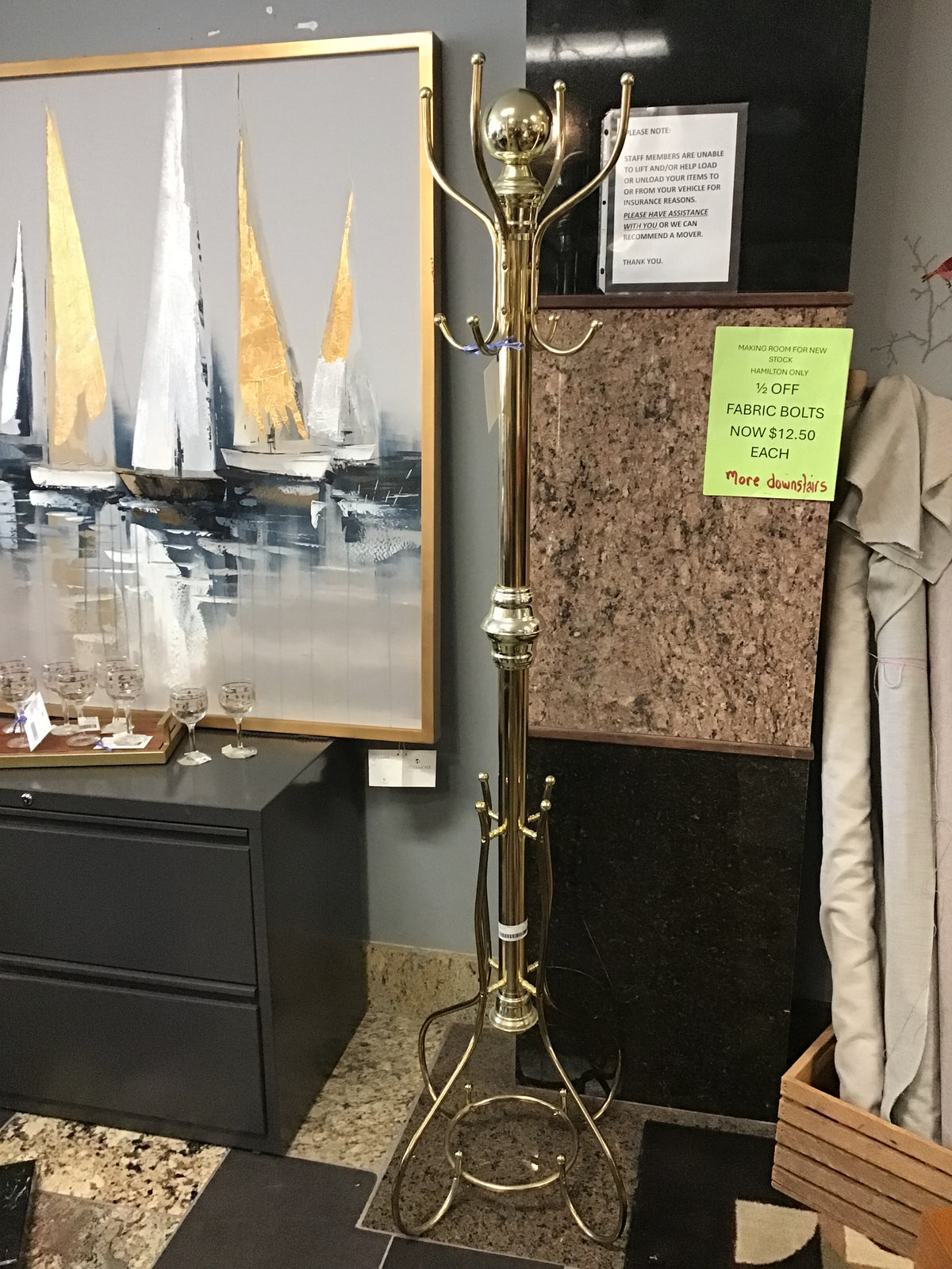 Brass Tone Metal Coat Rack