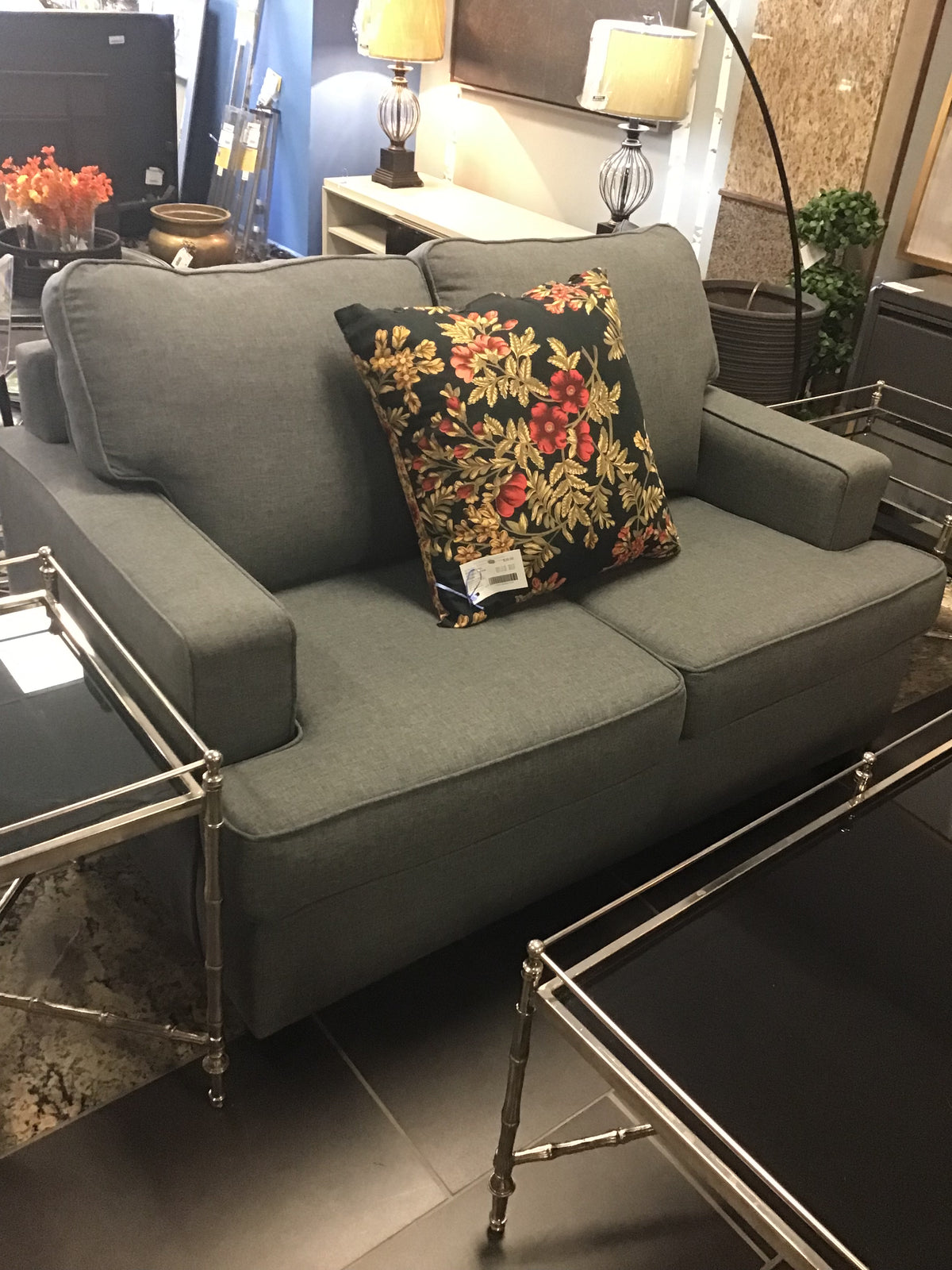 Slate Grey Upholstered Loveseat