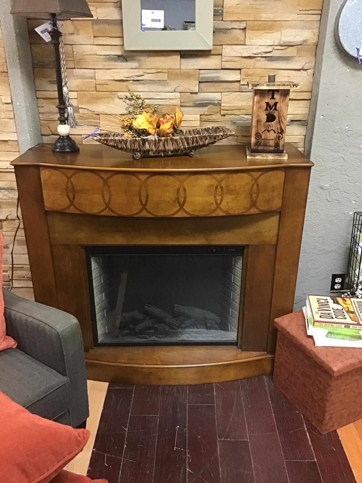 Natural Wood Electric Fireplace