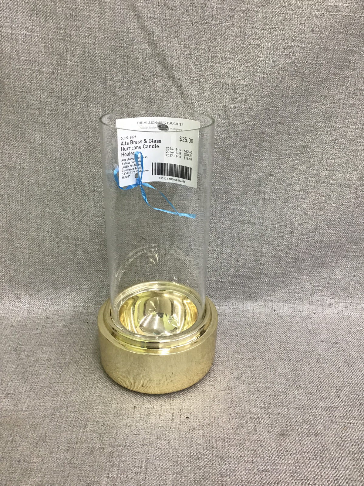 Alta Brass & Glass Hurricane Candle Holder