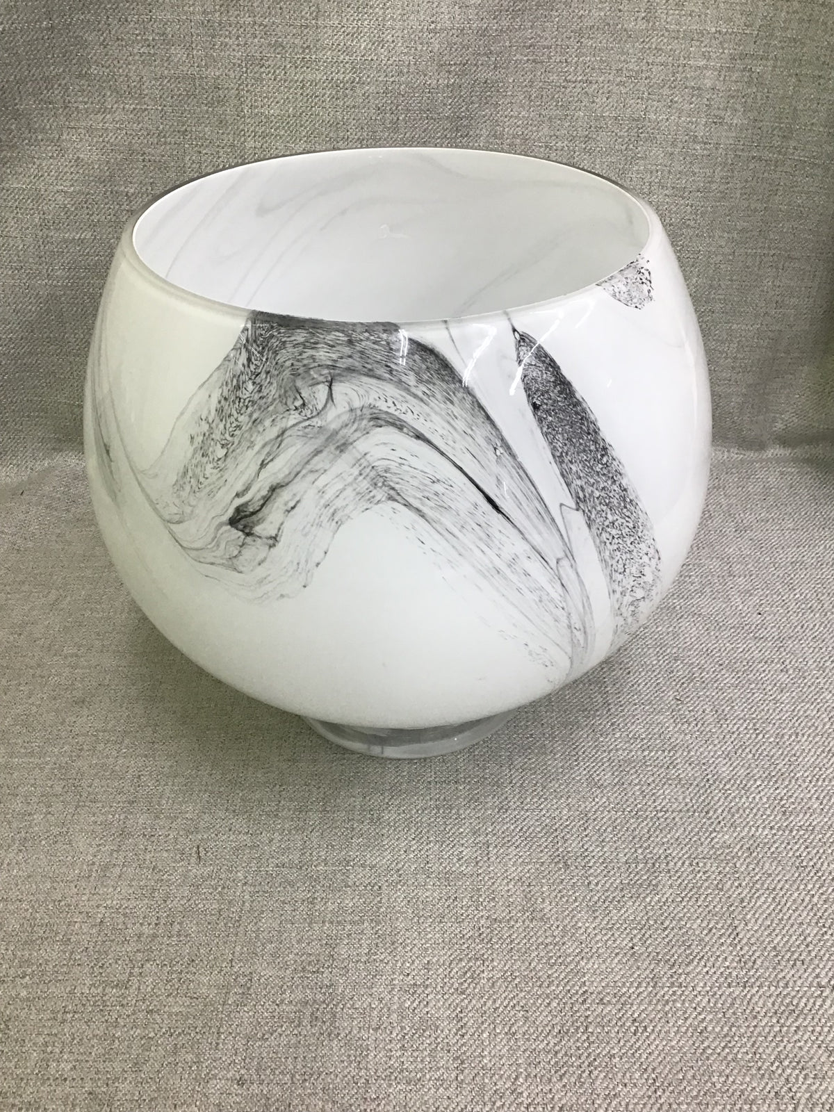 Glass White And Grey Round Vase