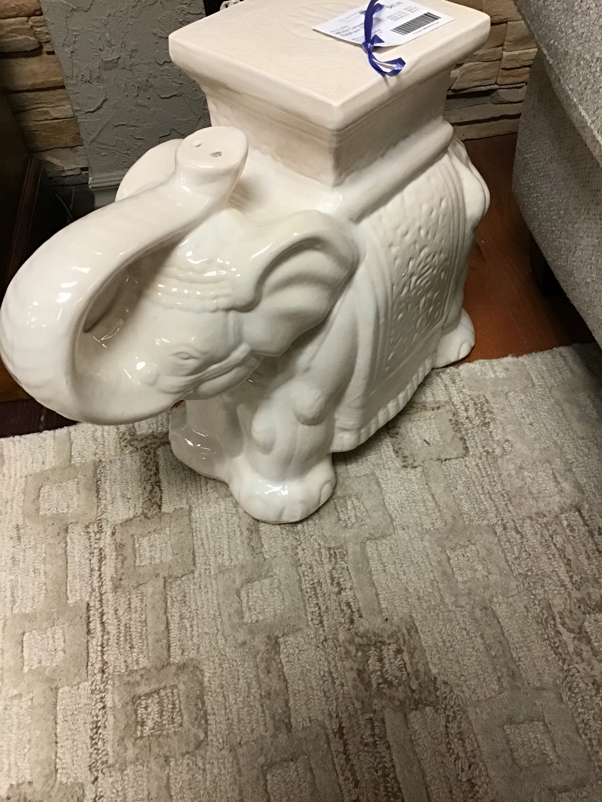 White Ceramic Elephant Stool
