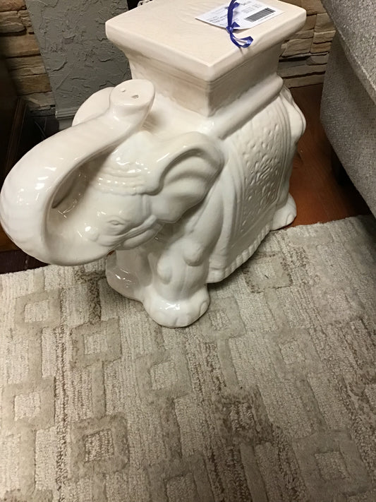 White Ceramic Elephant Stool
