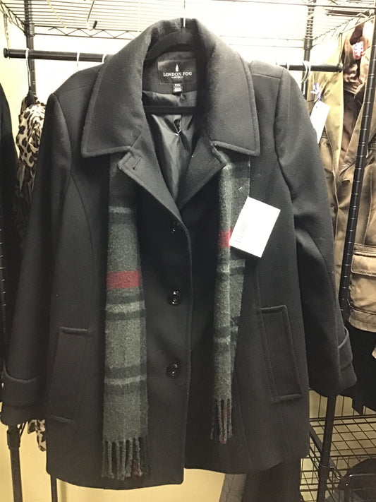 LONDON FOG Dbl Breasted Peacoat & Scarf-K