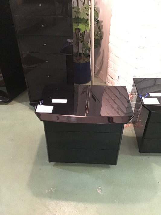 Modern Black Lacquer Night Table