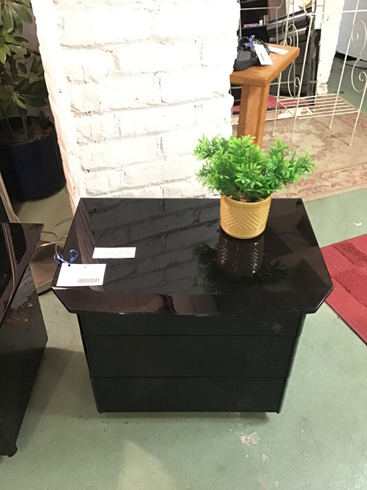 Modern Black Lacquer Night Table