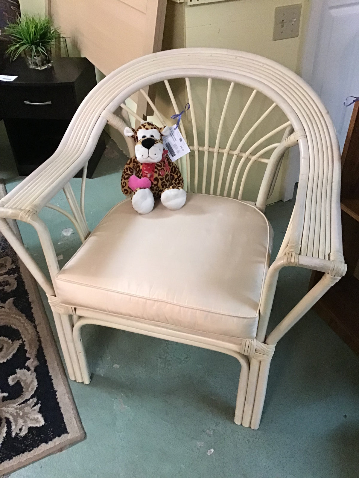 Off-White Painted Bamboo Armchair