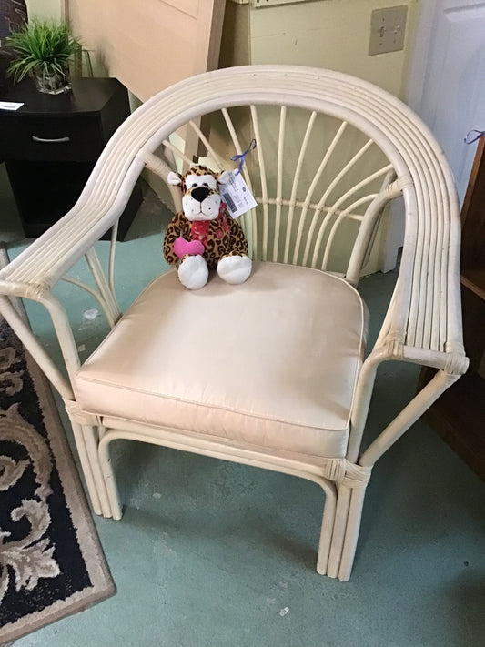 Off-White Painted Bamboo Armchair