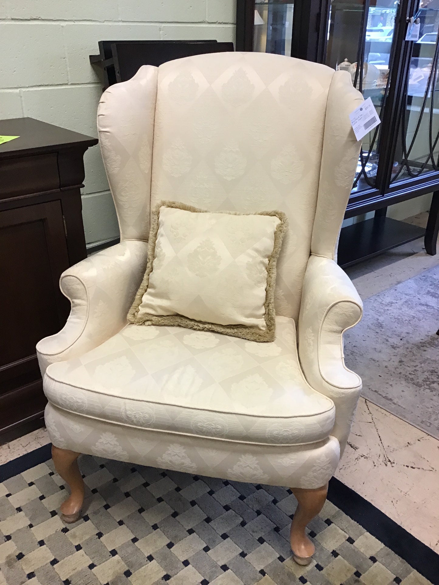 Wing Chair & Toss Cushion - Cream
