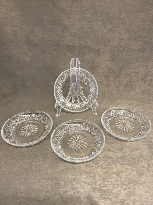 Set 4 Crystal Dessert Plates