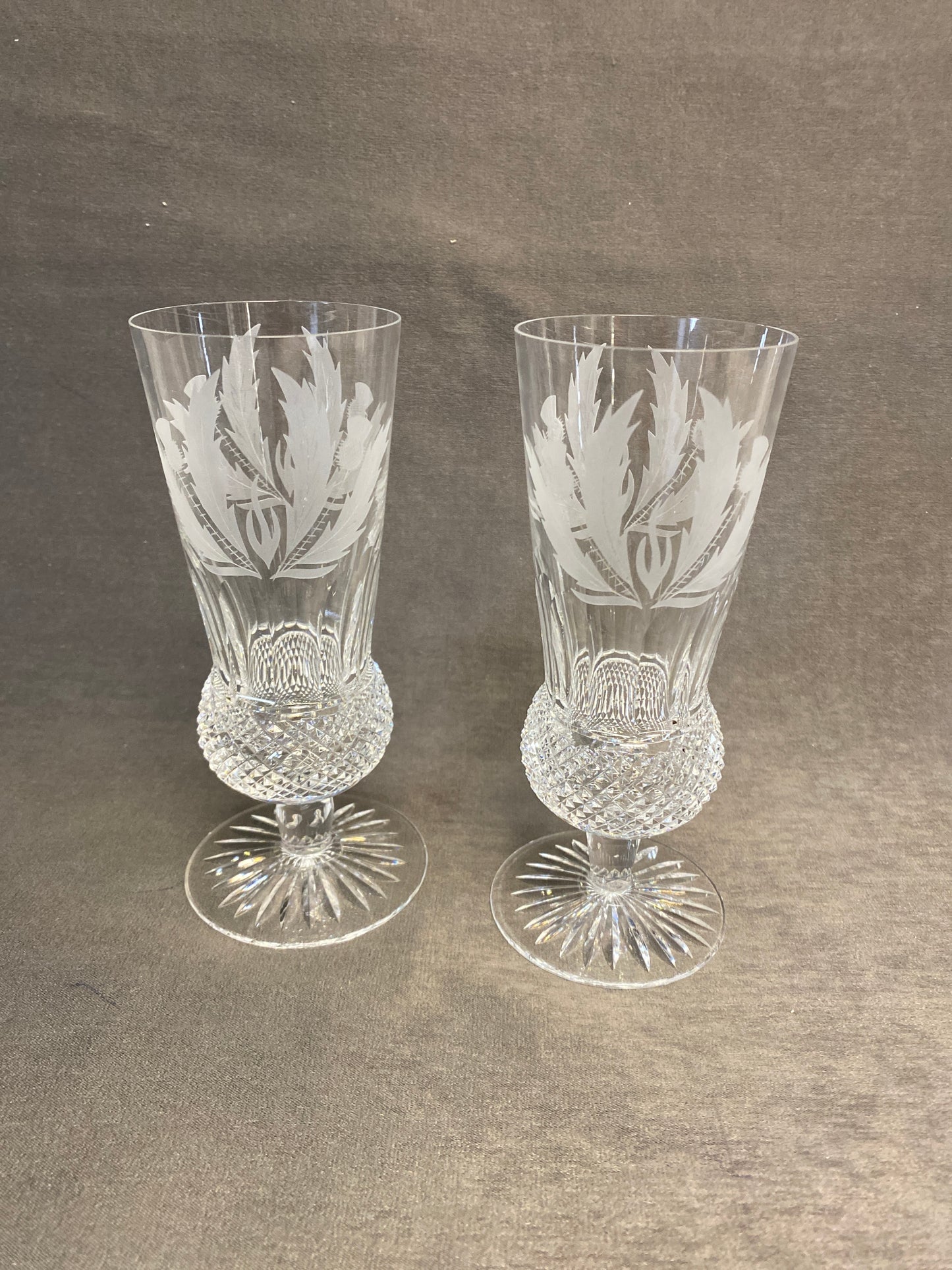 PAIR Edinburgh Crystal "Thistle" Flutes