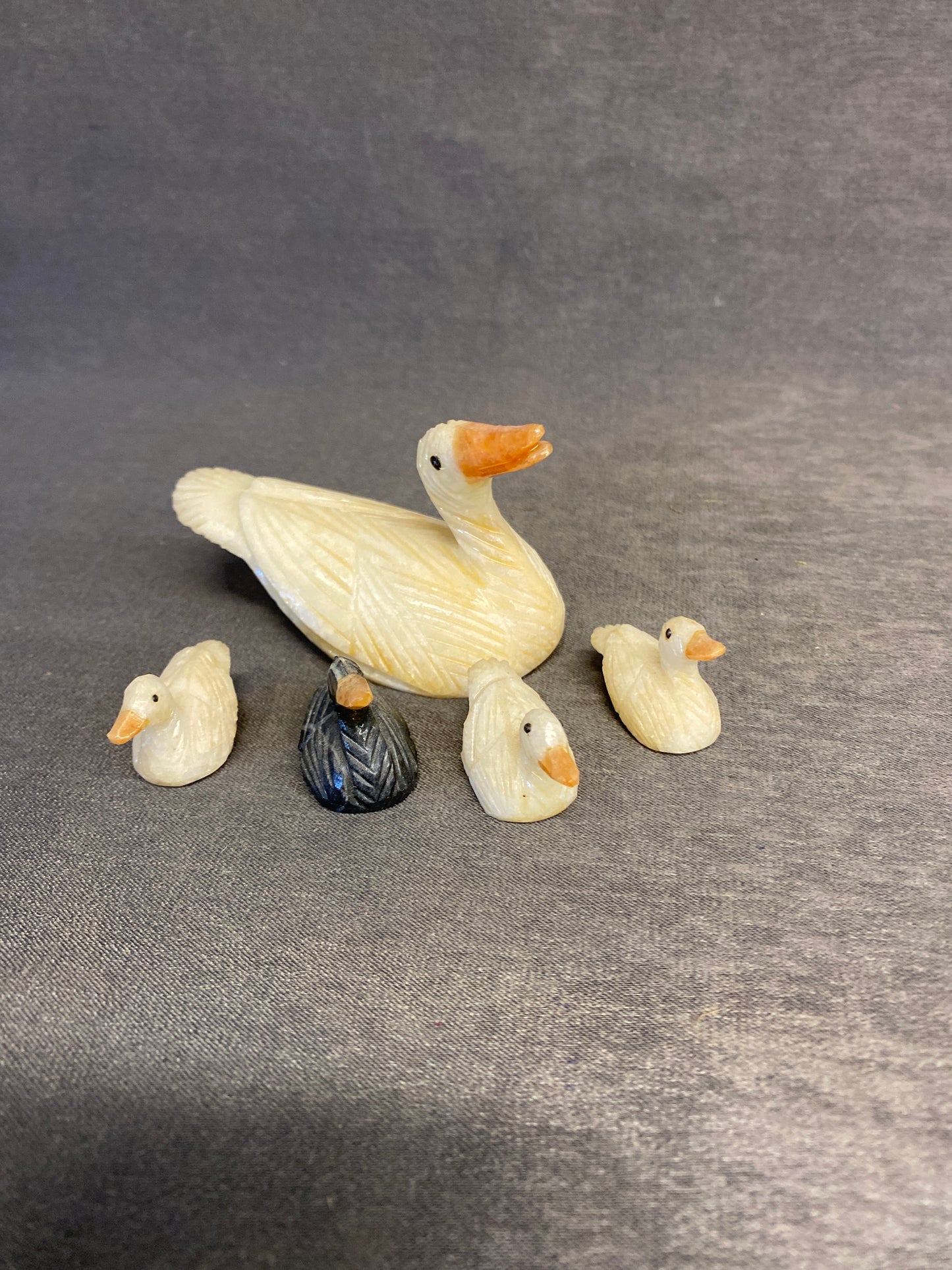5PC Carved Stone Goose Family