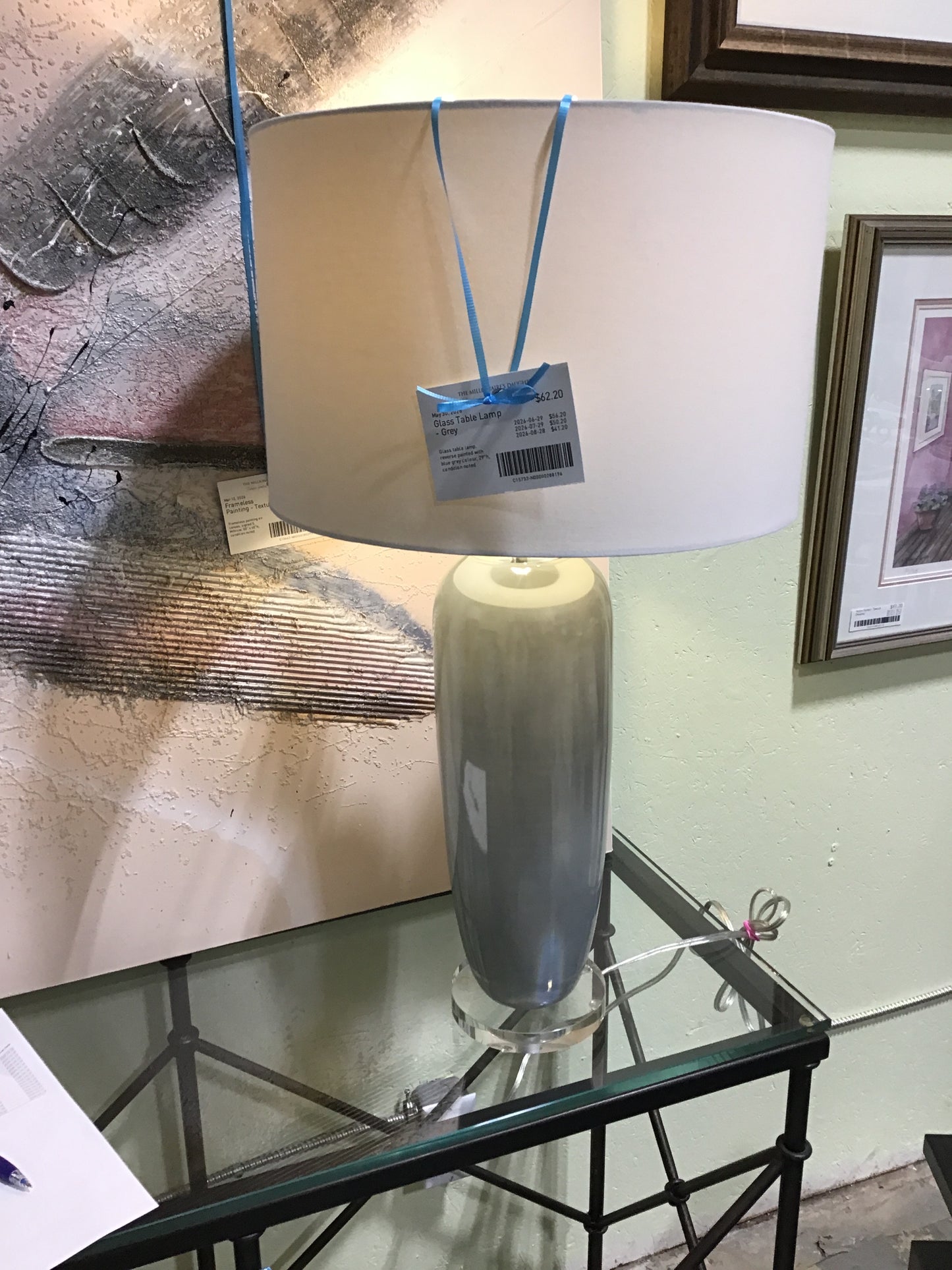 Glass Table Lamp - Grey