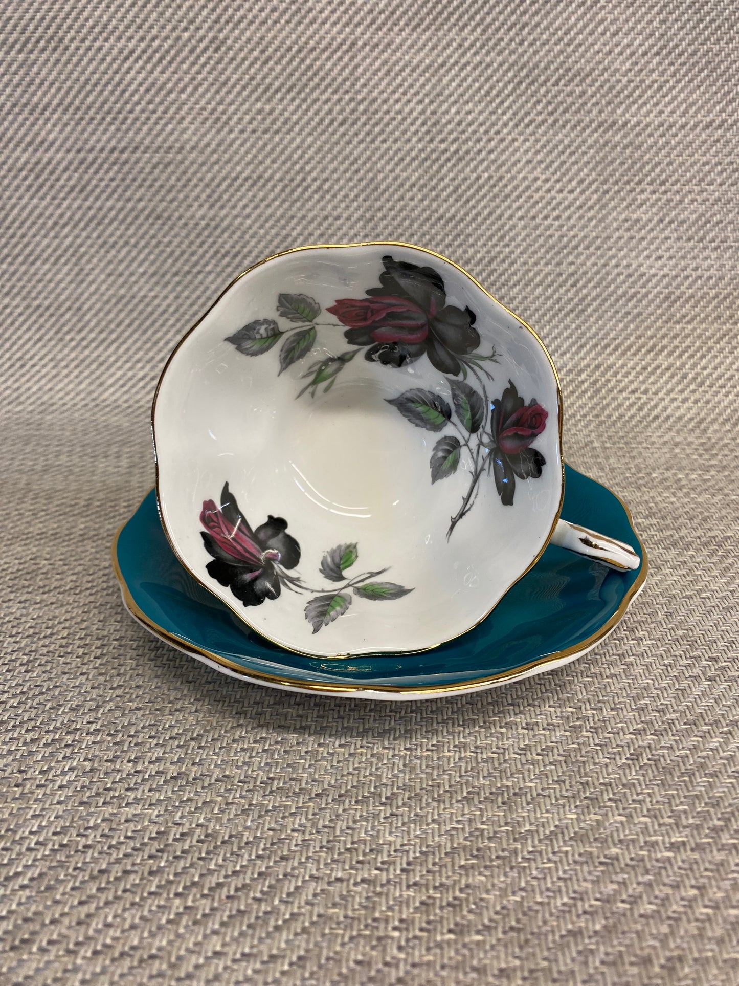 R.A. Teacup & Saucer - Black Rose
