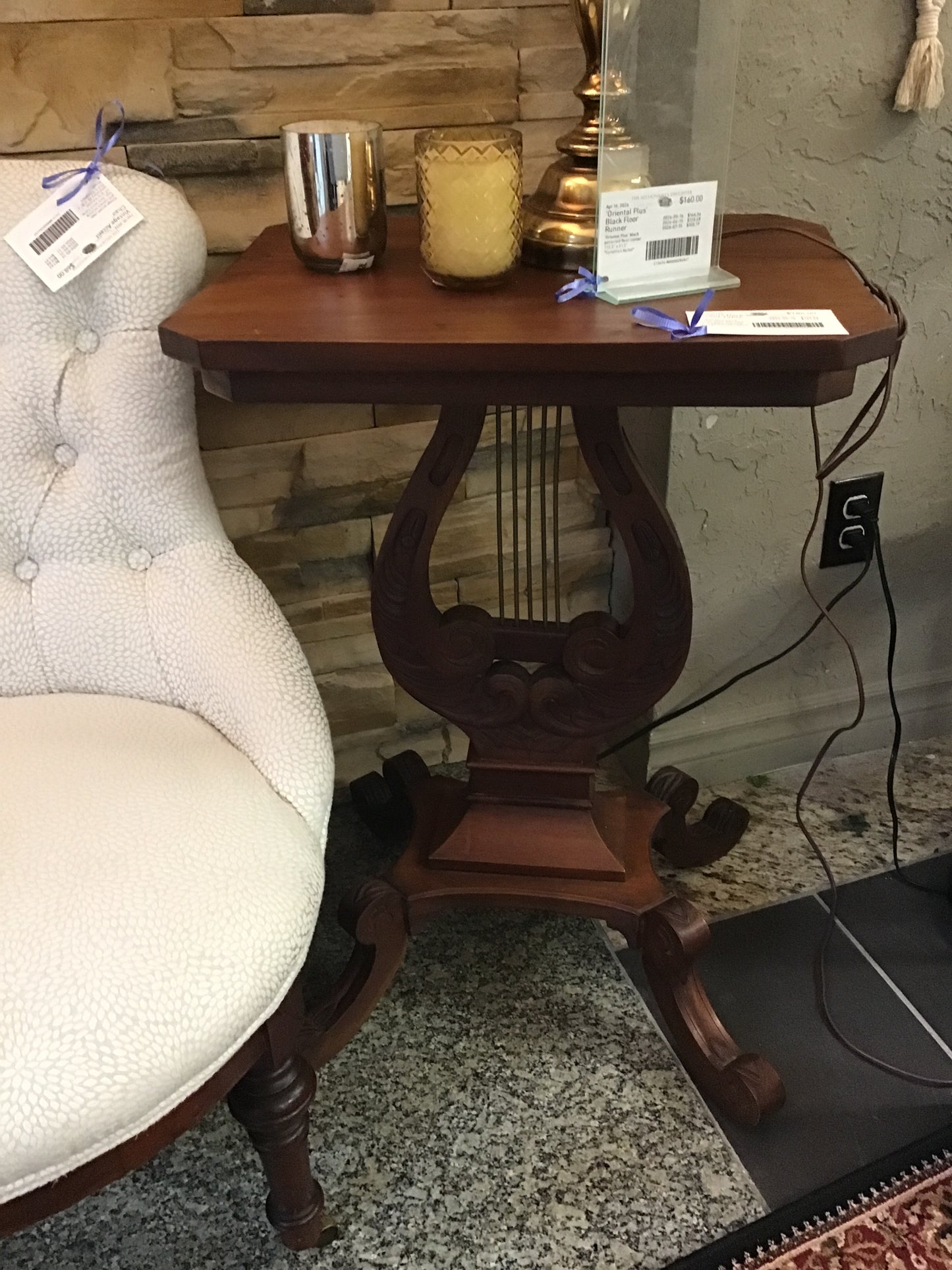 Round Dark Wood Accent Table