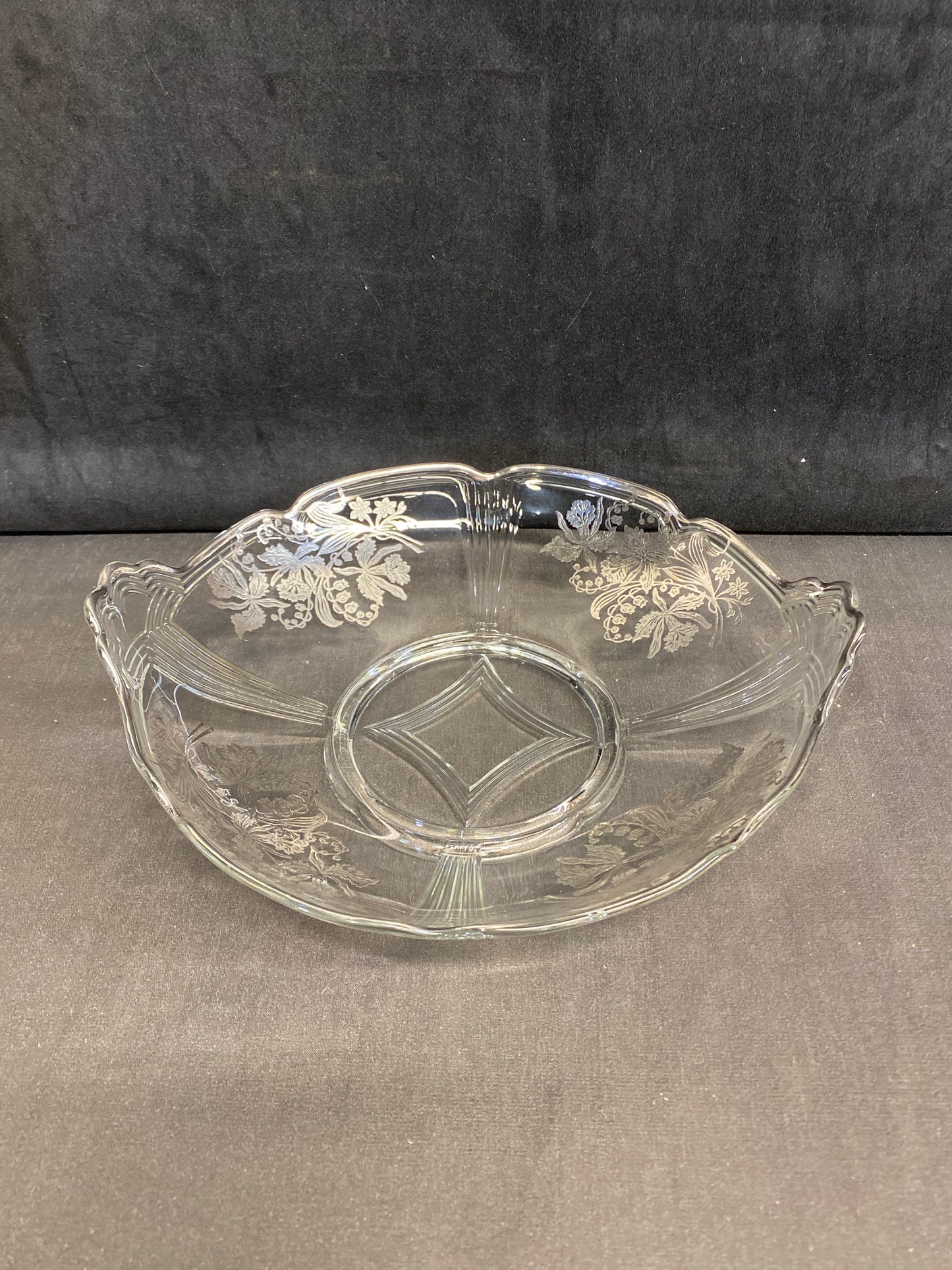Silver Overlay Glass Bowl