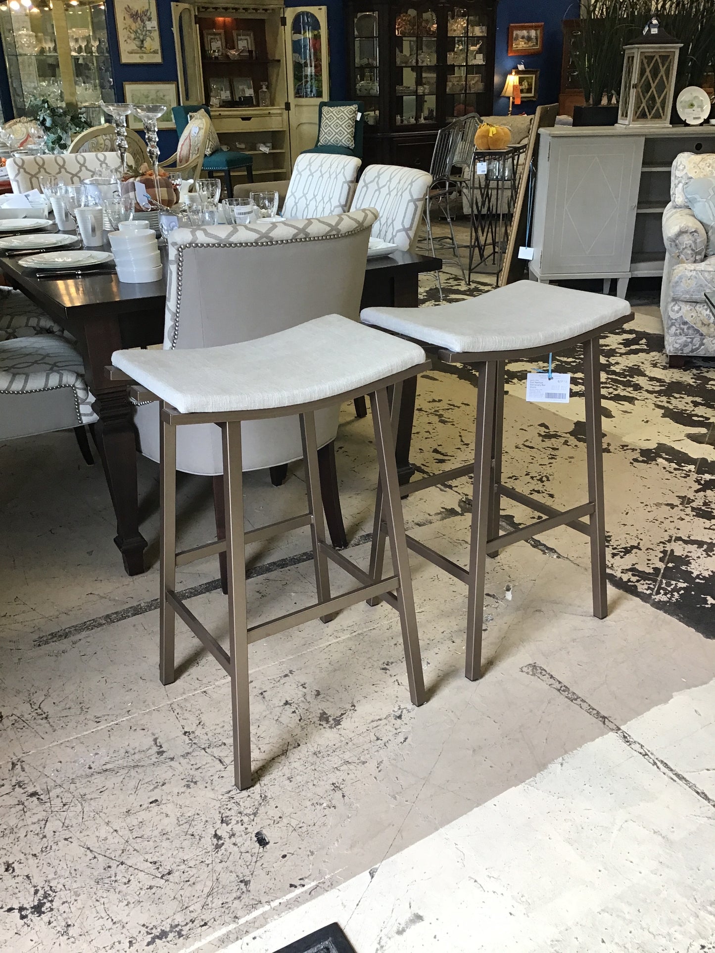 Pair Nathan Stationary Bar Stools