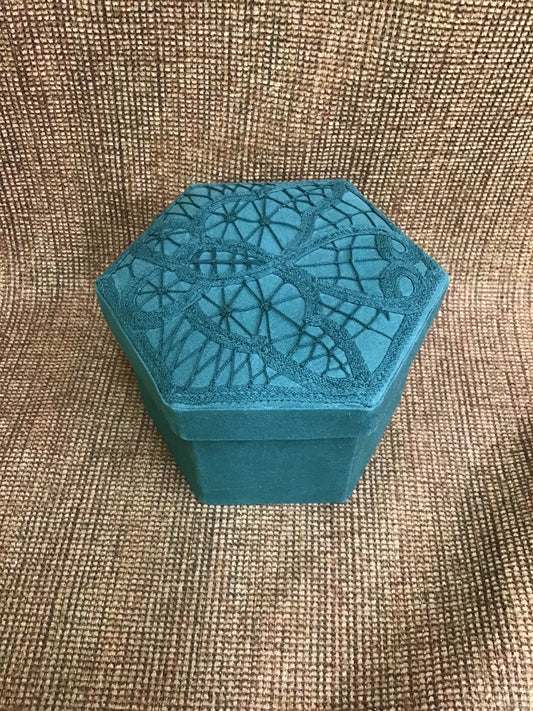 Vintage Fabric Jewelry Box w Lid