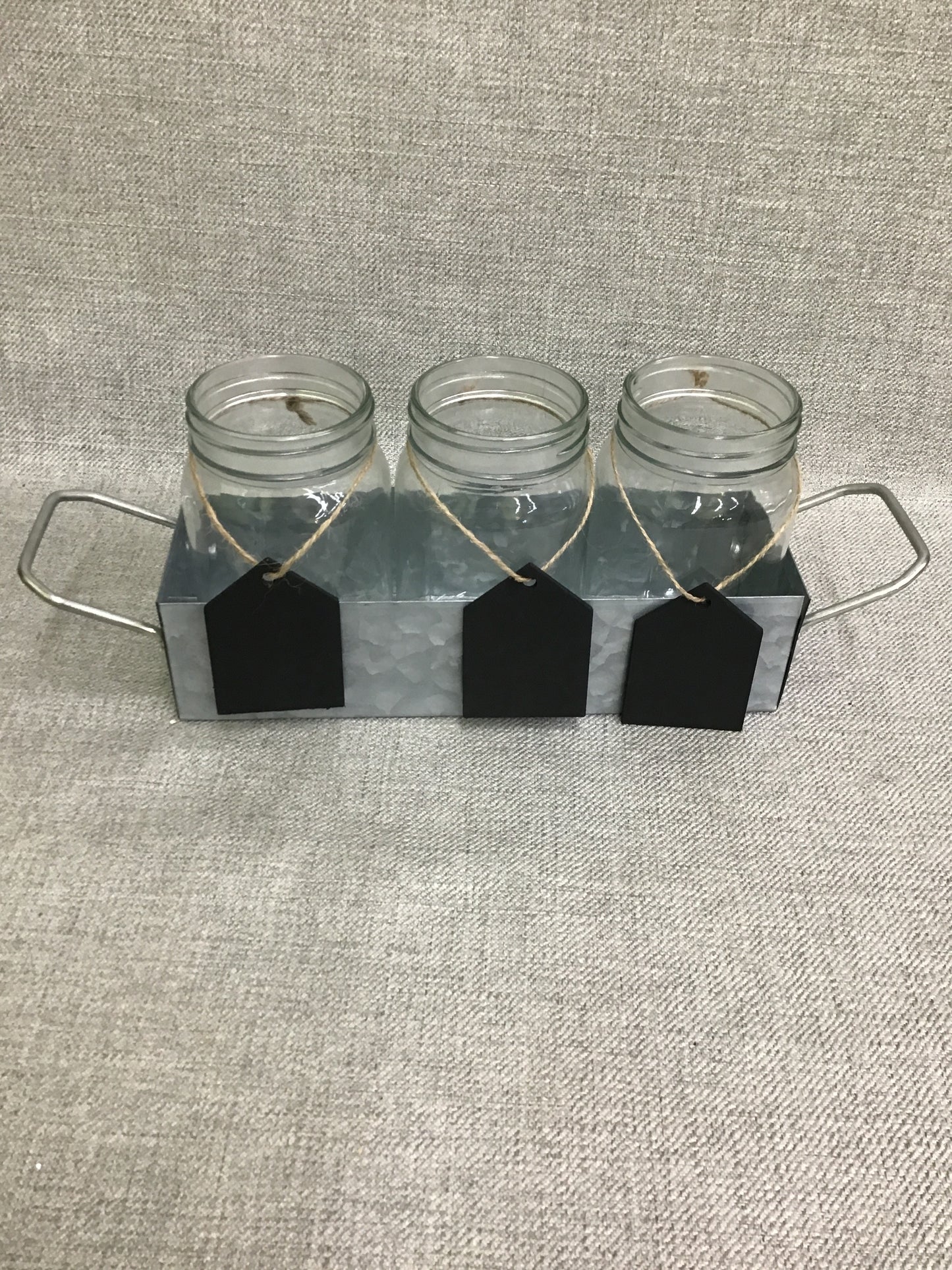 Metal Tray w 3 Mason Jars