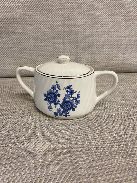 Wedgwood Lidded Sugar Bowl - Blue Floral