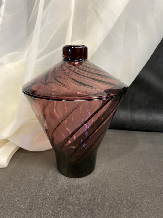 Glass Lidded Jar - Purple