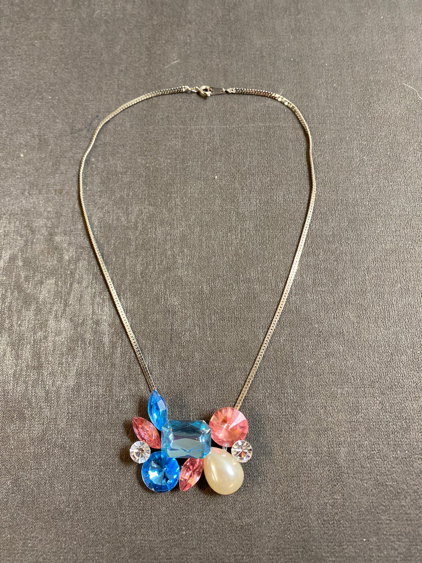 Chunky Gem Necklace - Blue & Pink