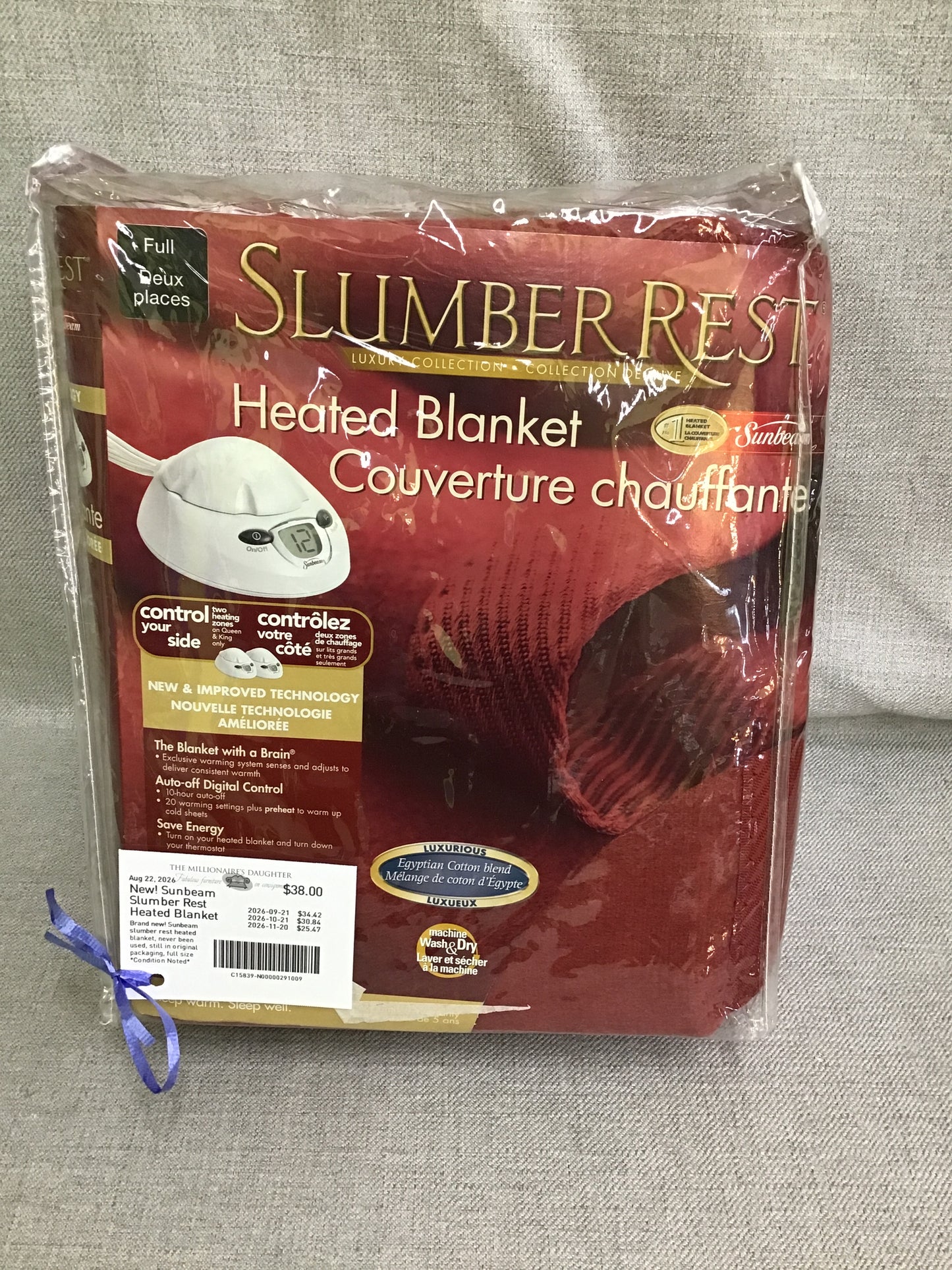 New! Sunbeam Slumber Rest Heated Blanket