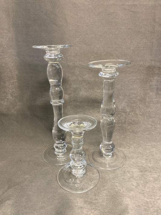 Set 3 Glass Candleholders