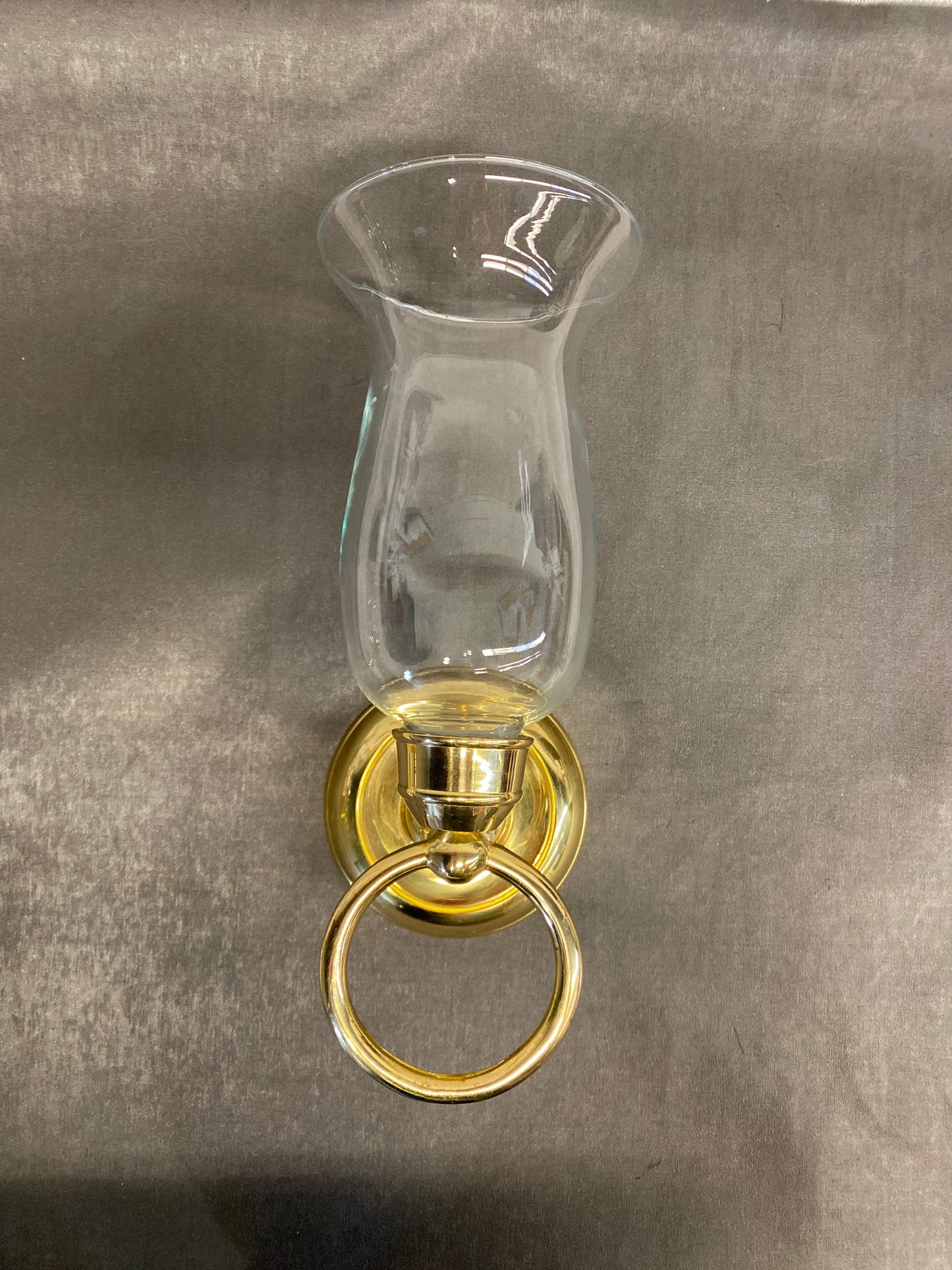 Brass Candle Sconce - Hurricane Glass