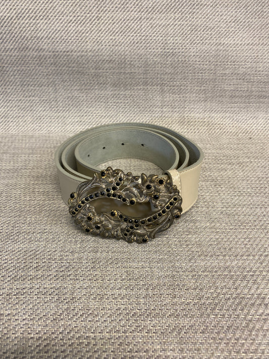 Olsen Leather Belt - Grey Fancy Buckle