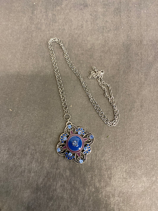 Necklace - Blue Enamel Pendant
