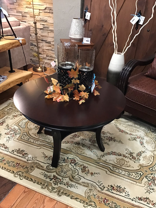 Round Dark Wood Bombay Coffee Table