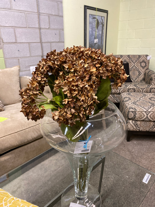 12 Stems Faux Hydrangea - Brown