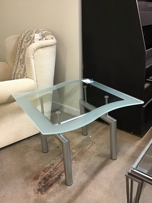 Wave Glass Top Side Table