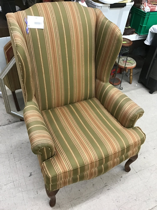 Striped Lay-Z-Boy Wingback Chair