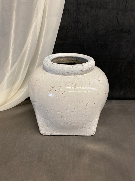 Wabi-Sabi Style Ceramic Pot - White
