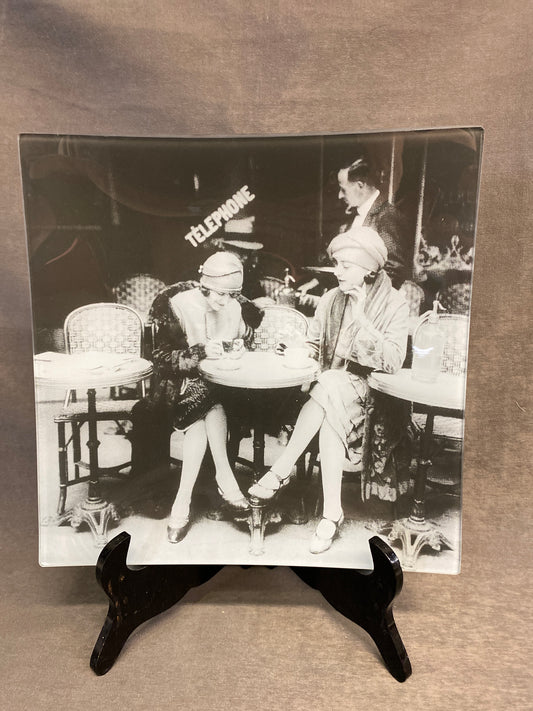 Square Glass Serving Plate Plate - Cafe Et Cigarette