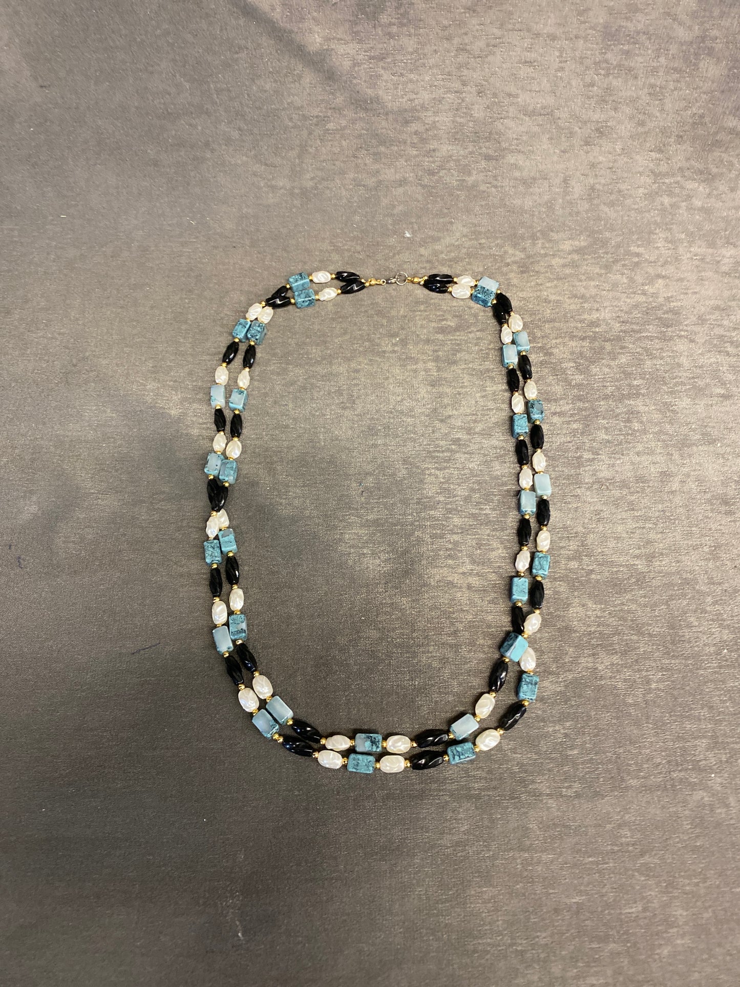 2 Strand Bead Necklace - Blue