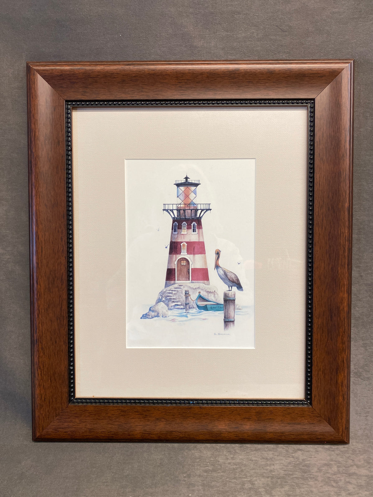 Framed Print - Lighthouse & Pelican