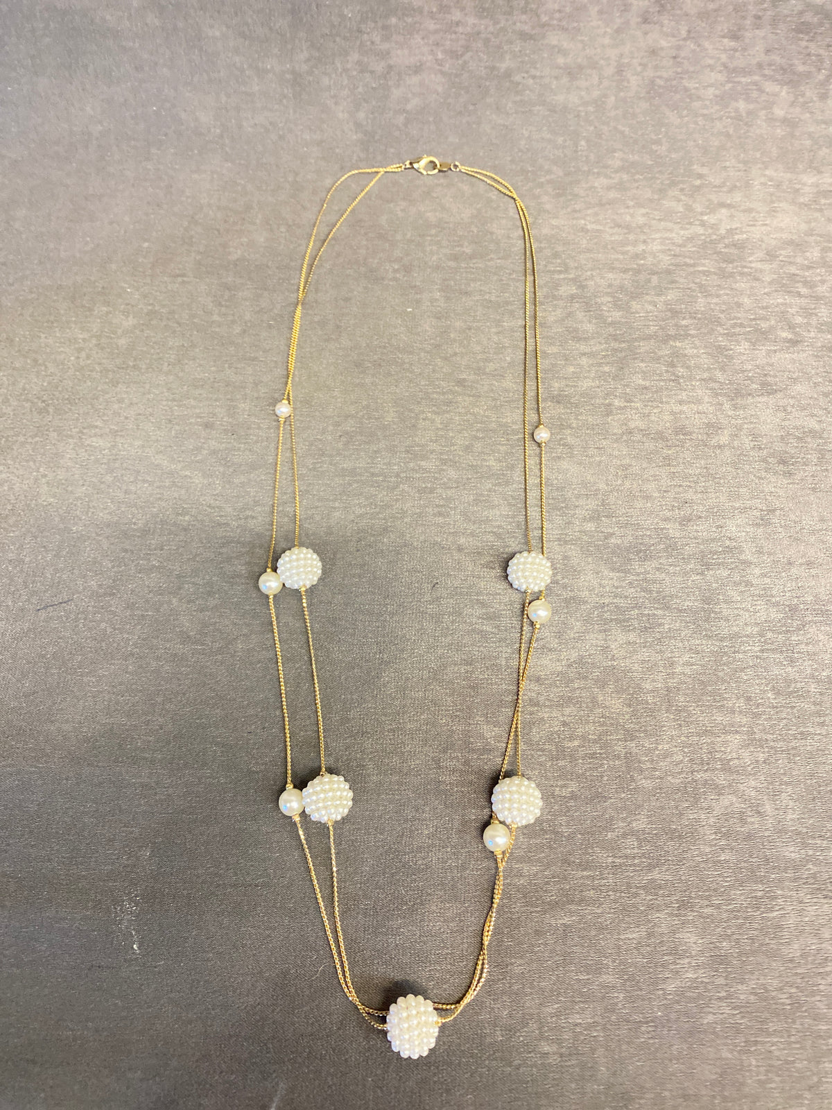 Double Strand Necklace - Faux Pearl Beads